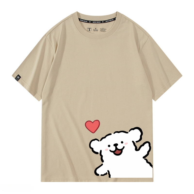 線條小狗 2024親子情侶男女同款 純棉T恤