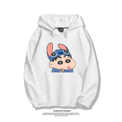 蠟筆小新聯名衛衣2023秋冬新款親子情侶裝薄絨款連帽衛衣