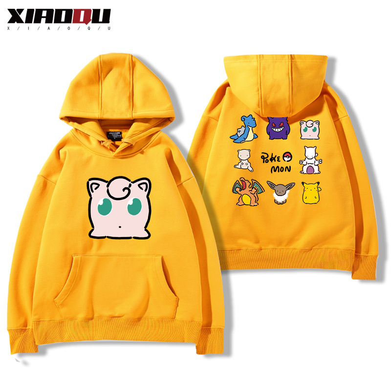寶可夢聯名衛衣2024秋冬新款親子情侶裝薄絨款連帽衛衣