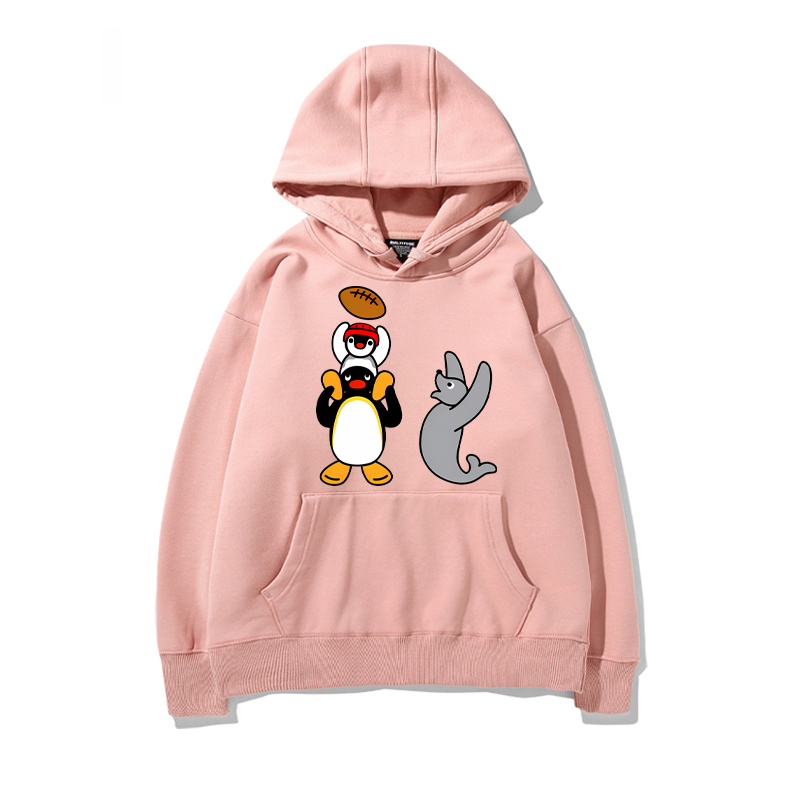 企鵝家族PINGU 聯名衛衣2024秋冬新款親子情侶裝薄絨款連帽衛衣