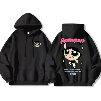 飛天小女警聯名衛衣女衛衣2024秋冬新款親子情侶裝薄絨款連帽衛衣