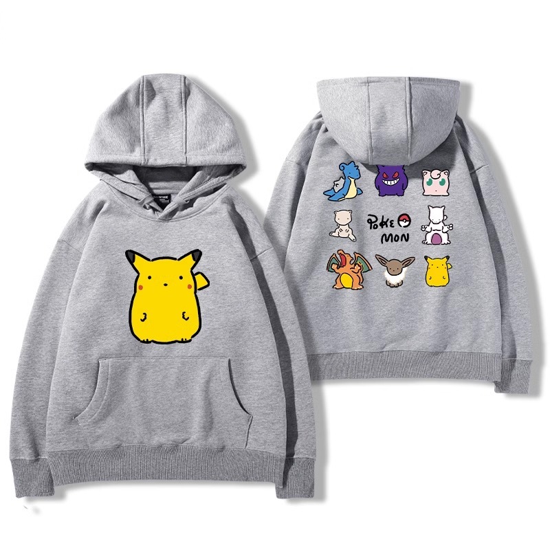 寶可夢聯名衛衣2024秋冬新款親子情侶裝薄絨款連帽衛衣