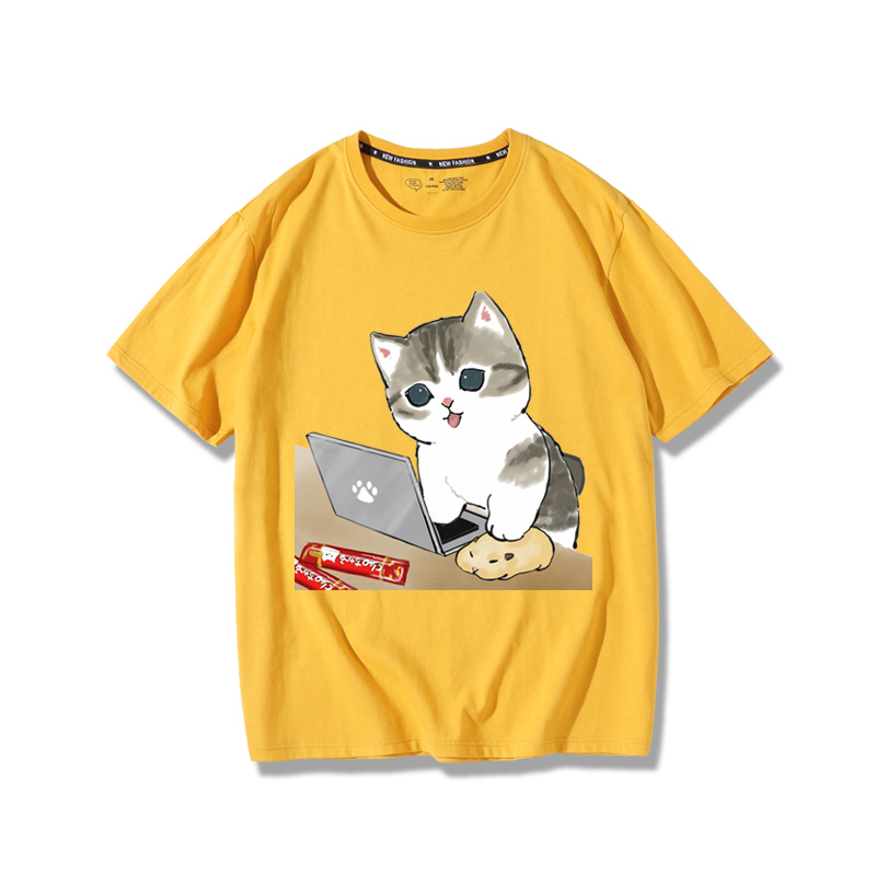 上班族貓咪2024親子情侶男女同款 純棉T恤