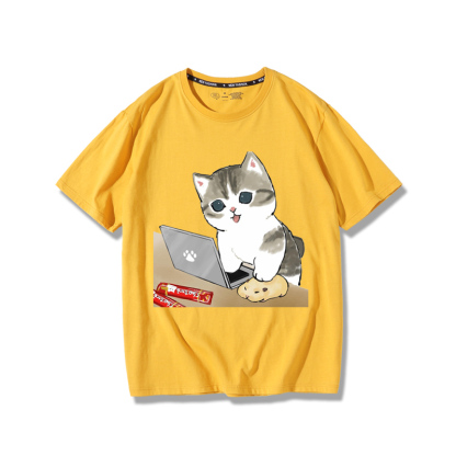 上班族貓咪2024親子情侶男女同款 純棉T恤