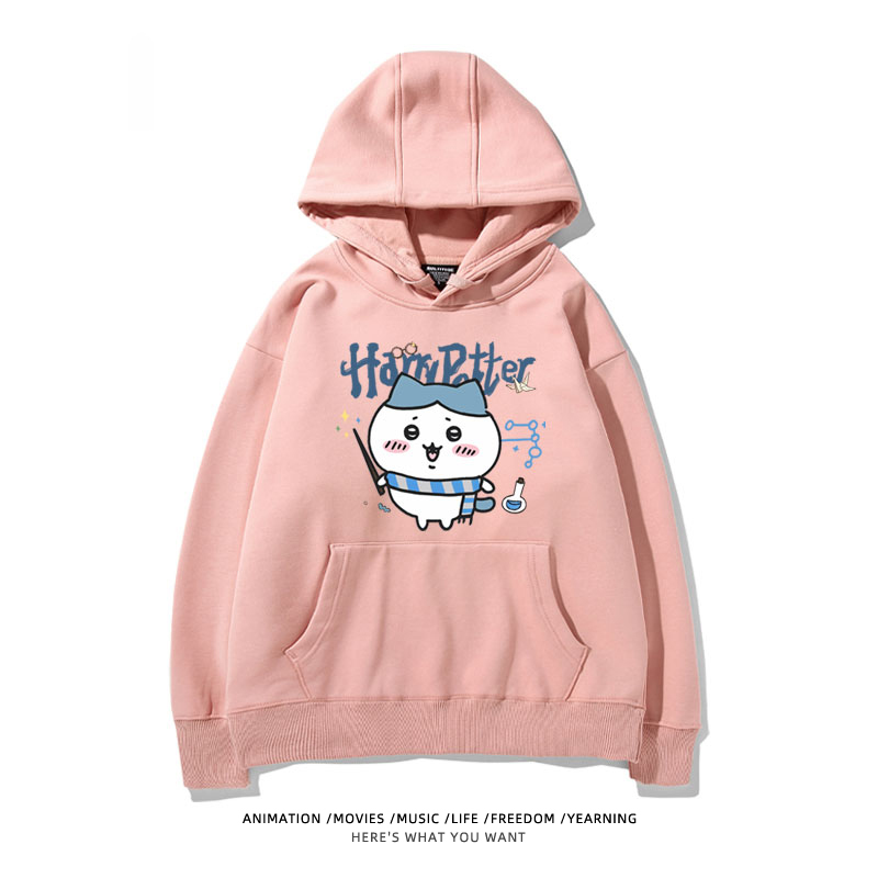 Chiikawa聯名衛衣2024秋冬新款親子情侶裝薄絨款連帽衛衣