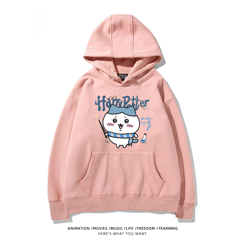 Chiikawa聯名衛衣2024秋冬新款親子情侶裝薄絨款連帽衛衣