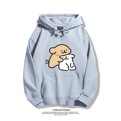 線條小狗聯名衛衣2023秋冬新款親子情侶裝薄絨款連帽衛衣