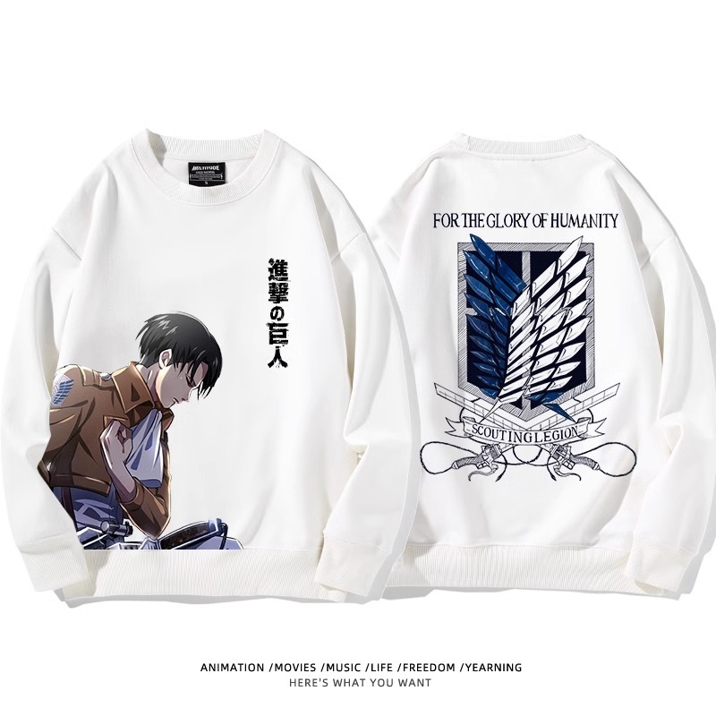 進擊的巨人 聯名衛衣2024秋冬新款親子情侶裝薄絨款連帽衛衣