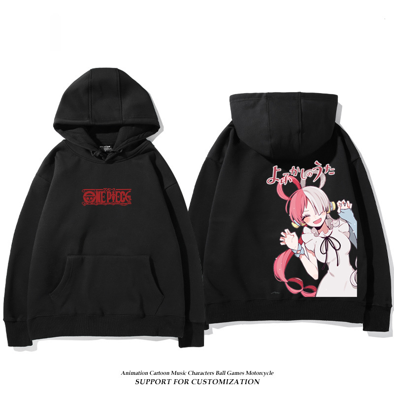 航海王紅髮歌姬烏塔 聯名衛衣2024秋冬新款親子情侶裝薄絨款連帽衛衣