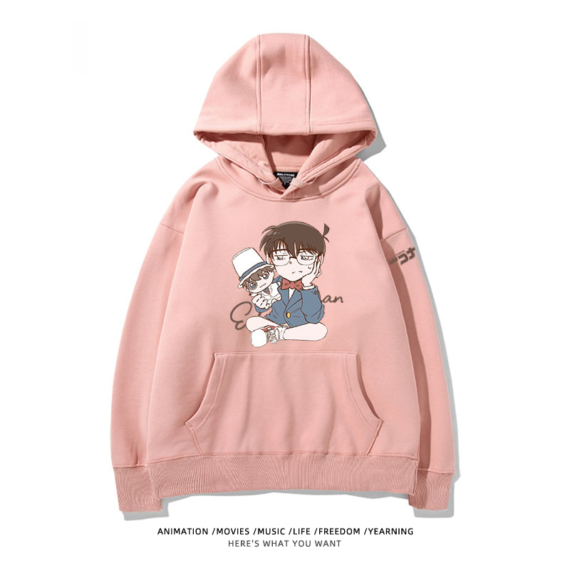 名偵探柯南 聯名衛衣2024秋冬新款親子情侶裝薄絨款連帽衛衣