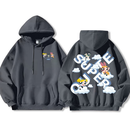 飛天小女警聯名衛衣女衛衣2024秋冬新款親子情侶裝薄絨款連帽衛衣