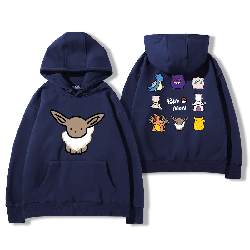 寶可夢聯名衛衣2024秋冬新款親子情侶裝薄絨款連帽衛衣