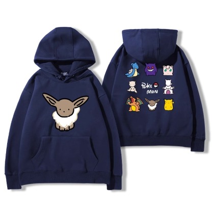 寶可夢聯名衛衣2024秋冬新款親子情侶裝薄絨款連帽衛衣