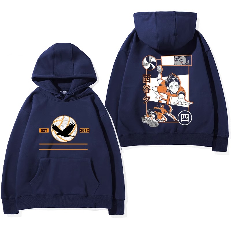 排球少年聯名衛衣2024秋冬新款親子情侶裝薄絨款連帽衛衣