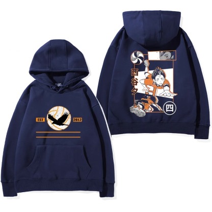 排球少年聯名衛衣2024秋冬新款親子情侶裝薄絨款連帽衛衣