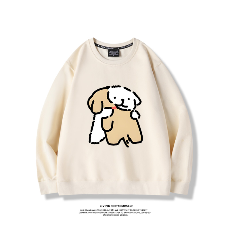 線條小狗2024親子情侶裝 圓領長袖