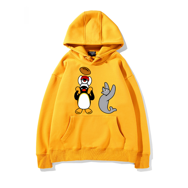 企鵝家族PINGU 聯名衛衣2024秋冬新款親子情侶裝薄絨款連帽衛衣