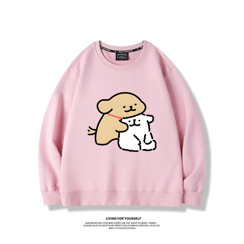 線條小狗2024親子情侶裝 圓領長袖