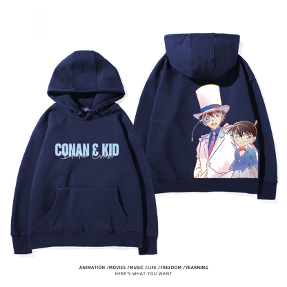 名偵探柯南 聯名衛衣2024秋冬新款親子情侶裝薄絨款連帽衛衣