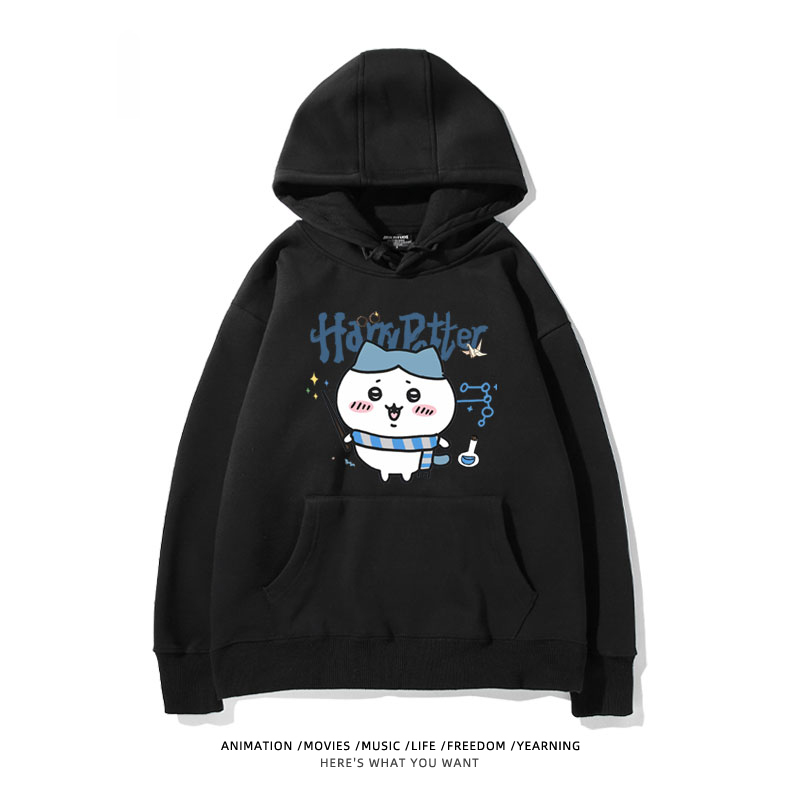 Chiikawa聯名衛衣2024秋冬新款親子情侶裝薄絨款連帽衛衣