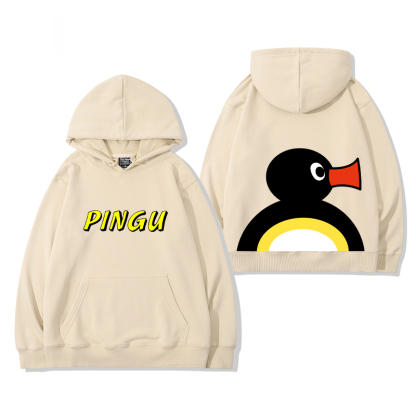 企鵝家族PINGU 聯名衛衣2024秋冬新款親子情侶裝薄絨款連帽衛衣