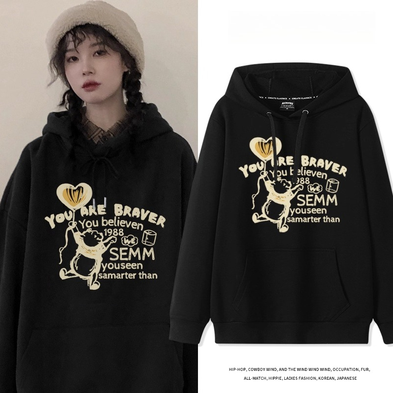 小熊維尼 聯名衛衣2025秋冬新款親子情侶裝連帽衛衣