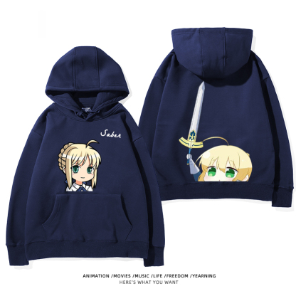 fate 2024秋冬新款親子情侶裝薄絨款連帽衛衣