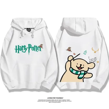線條小狗聯名哈利波特2024秋冬新款親子情侶裝薄絨款連帽衛衣