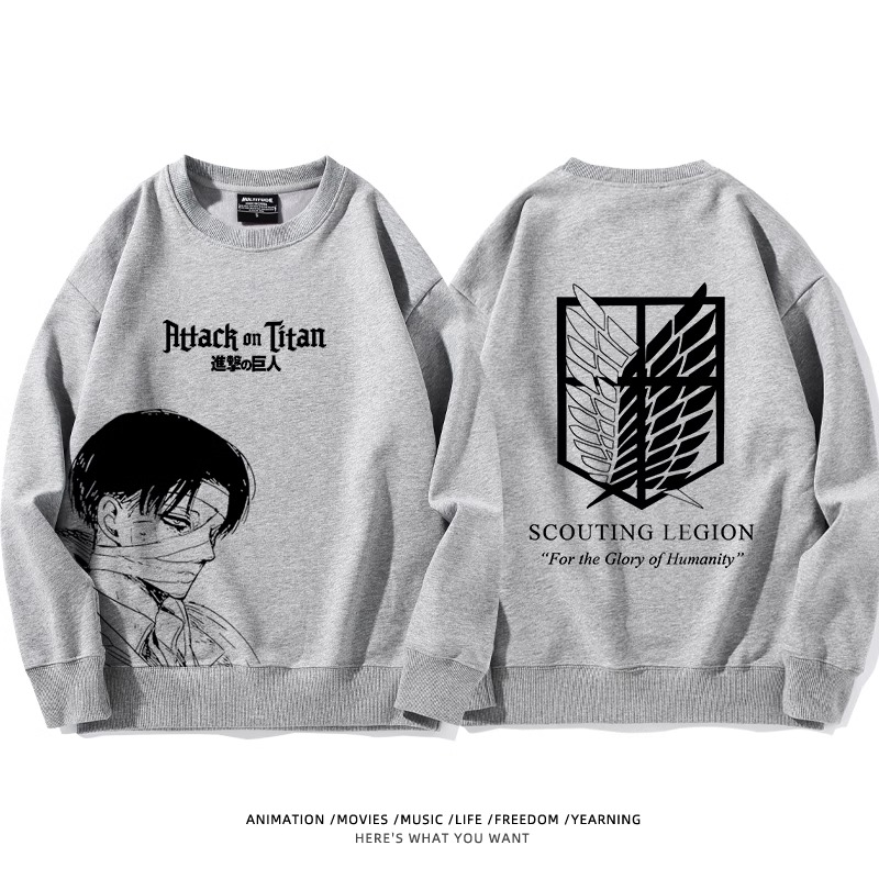 進擊的巨人 聯名衛衣2024秋冬新款親子情侶裝薄絨款連帽衛衣