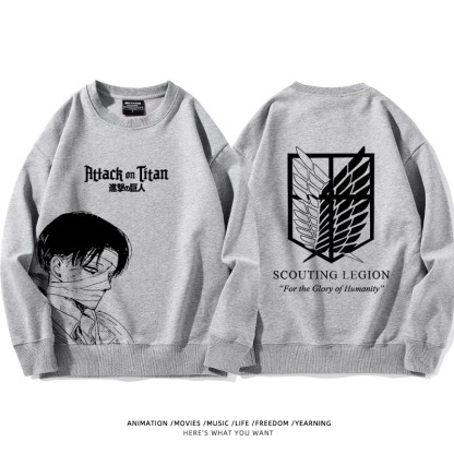 進擊的巨人 聯名衛衣2024秋冬新款親子情侶裝薄絨款連帽衛衣