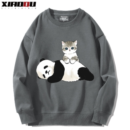 可愛貓咪熊貓 2024親子情侶裝 圓領長袖