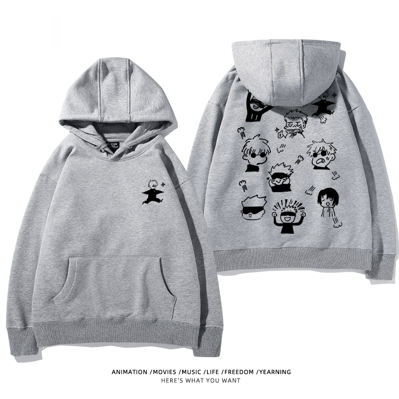 咒術迴戰聯名衛衣2024秋冬新款親子情侶裝薄絨款連帽衛衣