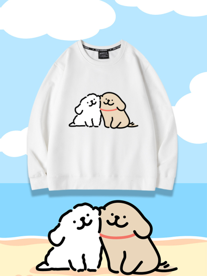 線條小狗2023親子情侶裝 圓領長袖