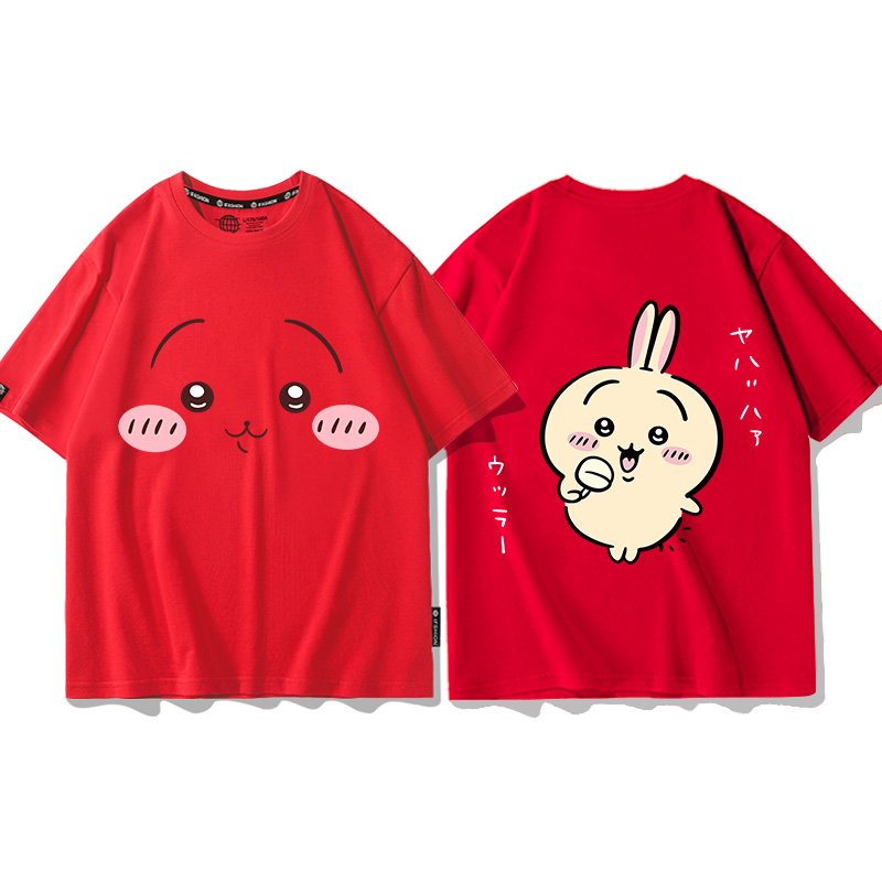 Chiikawa聯名衛衣2024秋冬新款親子情侶裝薄絨款連帽衛衣