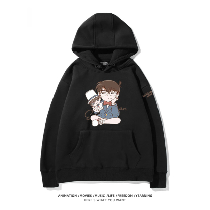 名偵探柯南 聯名衛衣2024秋冬新款親子情侶裝薄絨款連帽衛衣