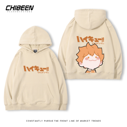 排球少年聯名衛衣2024秋冬新款親子情侶裝薄絨款連帽衛衣