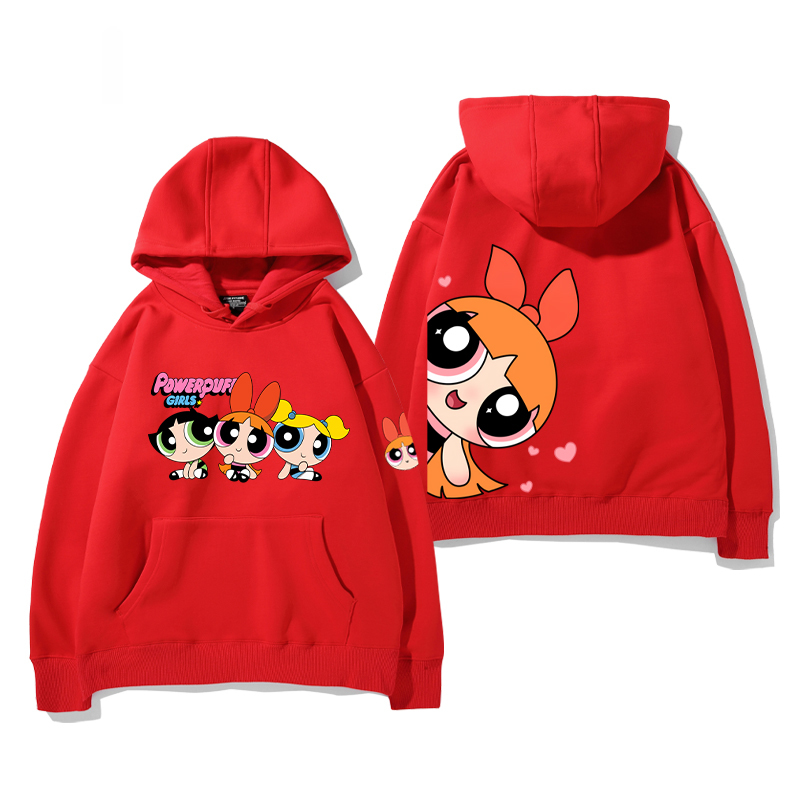 飛天小女警 2024秋冬新款親子情侶裝薄絨款連帽衛衣