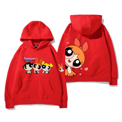 飛天小女警 2024秋冬新款親子情侶裝薄絨款連帽衛衣