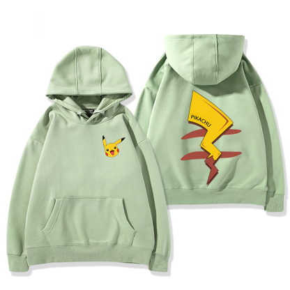 寶可夢 2024秋冬新款親子情侶裝薄絨款連帽衛衣