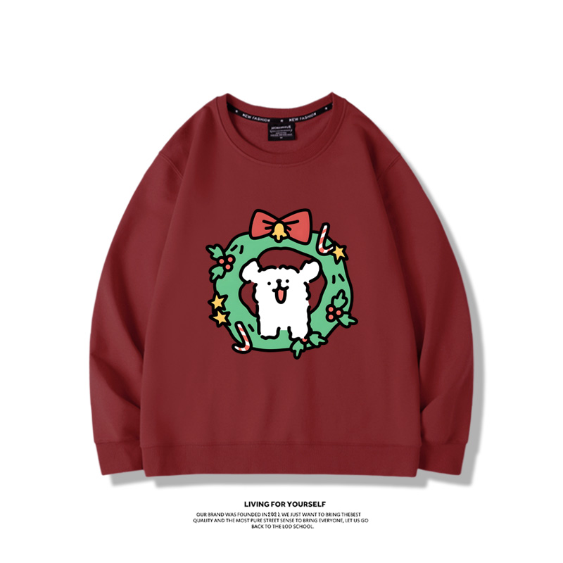 線條小狗聯名聖誕2023親子情侶裝 圓領長袖