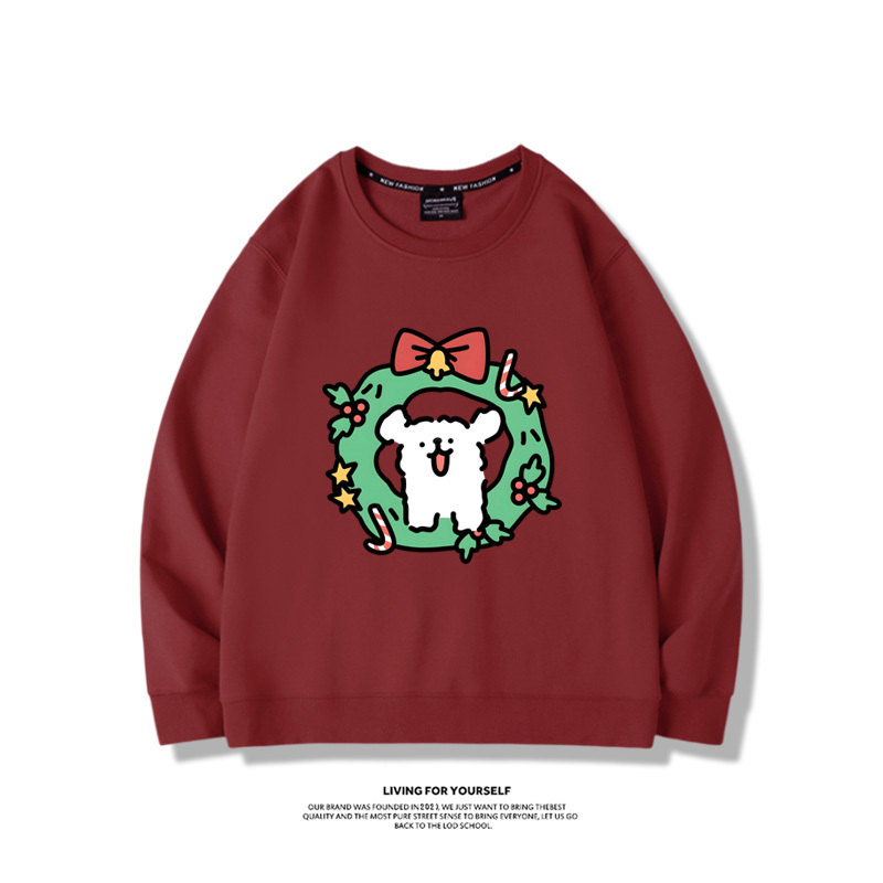 線條小狗聯名聖誕2023親子情侶裝 圓領長袖