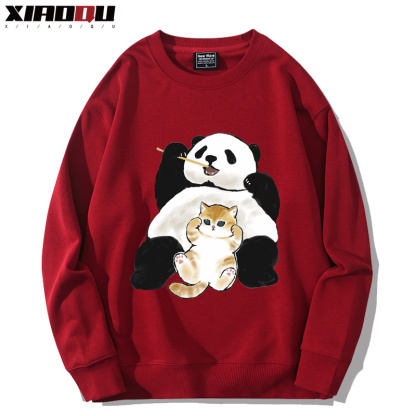 可愛貓咪熊貓 2024親子情侶裝 圓領長袖