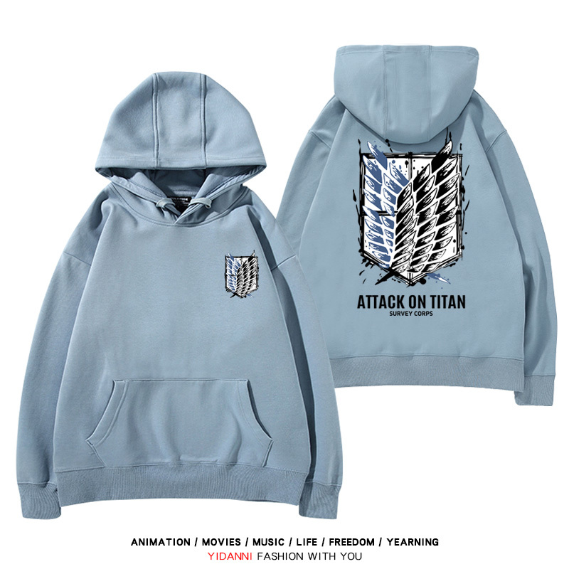 進擊的巨人2024秋冬新款親子情侶裝薄絨款連帽衛衣