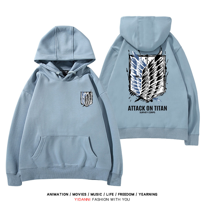 進擊的巨人2024秋冬新款親子情侶裝薄絨款連帽衛衣