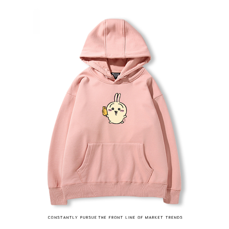 Chiikawa聯名衛衣2024秋冬新款親子情侶裝薄絨款連帽衛衣