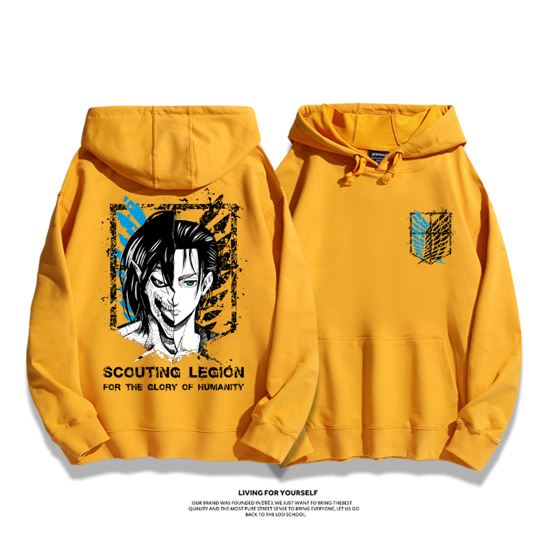 進擊的巨人聯名衛衣2023秋冬新款親子情侶裝薄絨款連帽衛衣