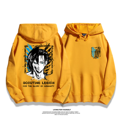 進擊的巨人聯名衛衣2023秋冬新款親子情侶裝薄絨款連帽衛衣