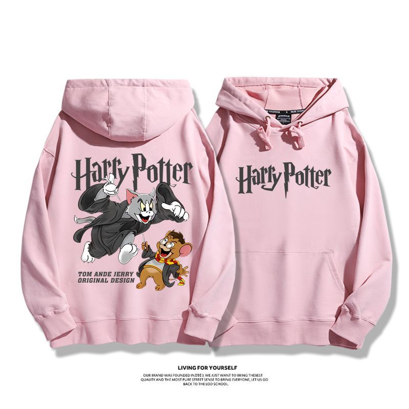 貓和老鼠x哈利波特聯名衛衣2023秋冬新款親子情侶裝薄絨款連帽衛衣