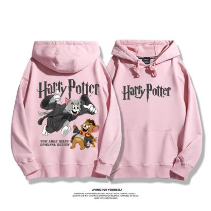 貓和老鼠x哈利波特聯名衛衣2023秋冬新款親子情侶裝薄絨款連帽衛衣