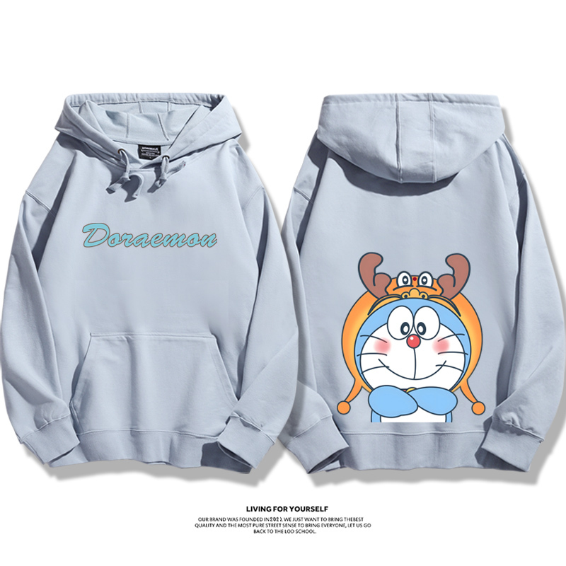 叮當貓聯名龍年衛衣2024秋冬新款親子情侶裝薄絨款連帽衛衣